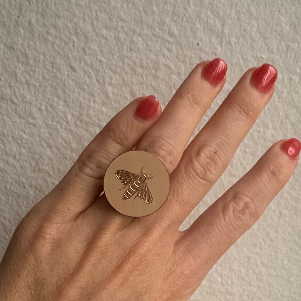 Gold Bee Engraved Ring